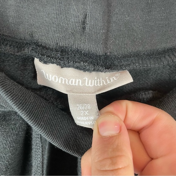 Woman Within Black Fleece Drawstring Sweatpants Size 2X (26/28) - Picture 5 of 5